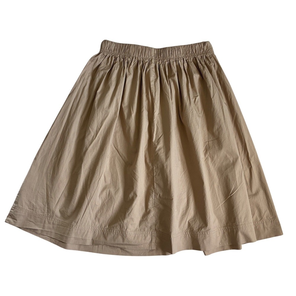 J. Crew Womens Khaki Tan Cotton Button Front Pleated Midi Skirt Small CH391 - Picture 10 of 13